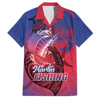 Guam Blue Marlin Fishing Family Matching Summer Maxi Dress and Hawaiian Shirt Guahan Fish Hook Tattoo
