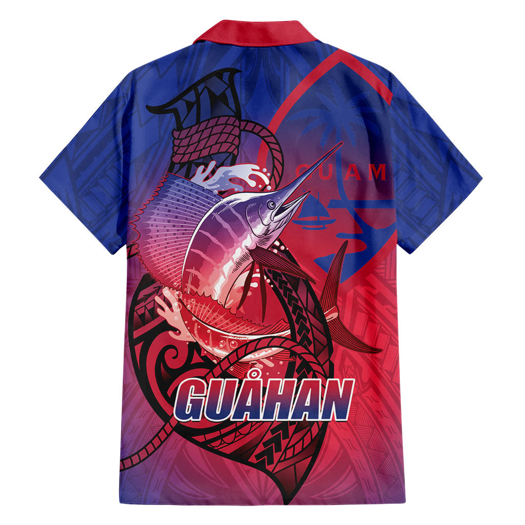 Guam Blue Marlin Fishing Family Matching Tank Maxi Dress and Hawaiian Shirt Guahan Fish Hook Tattoo