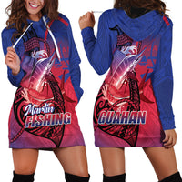 Guam Blue Marlin Fishing Hoodie Dress Guahan Fish Hook Tattoo