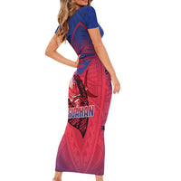Guam Blue Marlin Fishing Short Sleeve Bodycon Dress Guahan Fish Hook Tattoo LT14 - Polynesian Pride