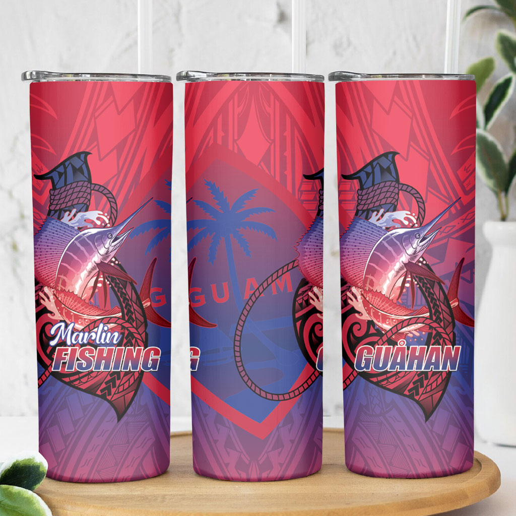 Guam Blue Marlin Fishing Skinny Tumbler Guahan Fish Hook Tattoo