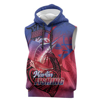 Guam Blue Marlin Fishing Sleeveless Hoodie Guahan Fish Hook Tattoo LT14 Blue - Polynesian Pride