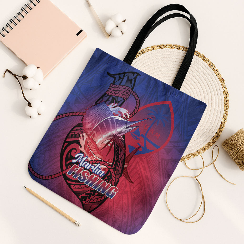Guam Blue Marlin Fishing Tote Bag Guahan Fish Hook Tattoo