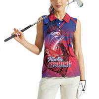 Guam Blue Marlin Fishing Women Sleeveless Polo Shirt Guahan Fish Hook Tattoo LT14 - Polynesian Pride
