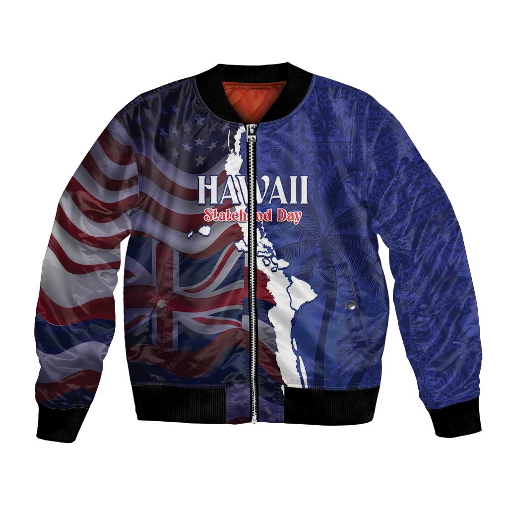 Personalized Hawaii Statehood Day Bomber Jacket 66th Anniversary - Polynesian Pride
