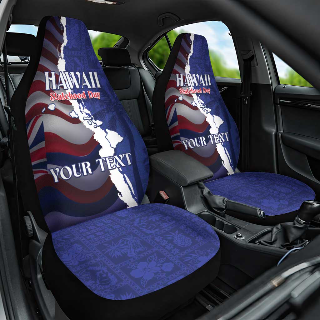 Personalized Hawaii Statehood Day Car Seat Cover 66th Anniversary LT14 One Size Blue - Polynesian Pride