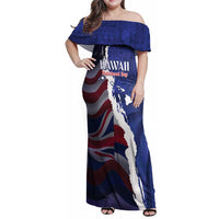Personalized Hawaii Statehood Day Family Matching Off Shoulder Maxi Dress and Hawaiian Shirt 66th Anniversary - Polynesian Pride