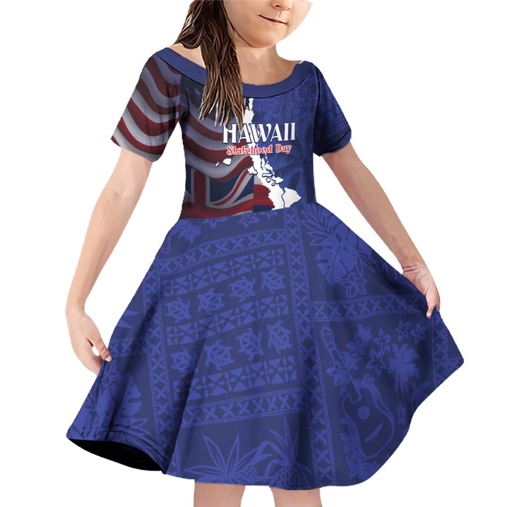 Personalized Hawaii Statehood Day Family Matching Off Shoulder Short Dress and Hawaiian Shirt 66th Anniversary - Polynesian Pride