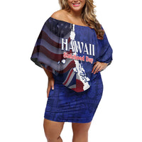 Personalized Hawaii Statehood Day Family Matching Off Shoulder Short Dress and Hawaiian Shirt 66th Anniversary - Polynesian Pride