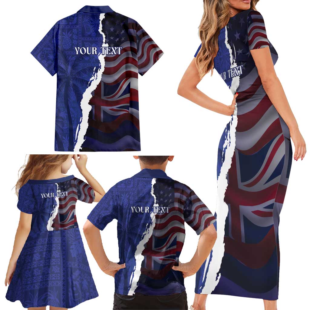Personalized Hawaii Statehood Day Family Matching Short Sleeve Bodycon Dress and Hawaiian Shirt 66th Anniversary - Polynesian Pride