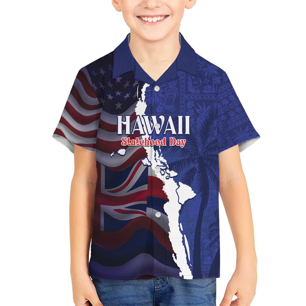 Personalized Hawaii Statehood Day Kid Hawaiian Shirt 66th Anniversary LT14 Kid Blue - Polynesian Pride