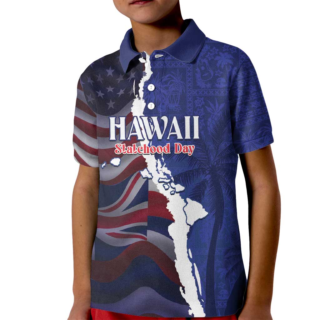 Personalized Hawaii Statehood Day Kid Polo Shirt 66th Anniversary - Polynesian Pride