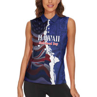 Personalized Hawaii Statehood Day Women Sleeveless Polo Shirt 66th Anniversary - Polynesian Pride