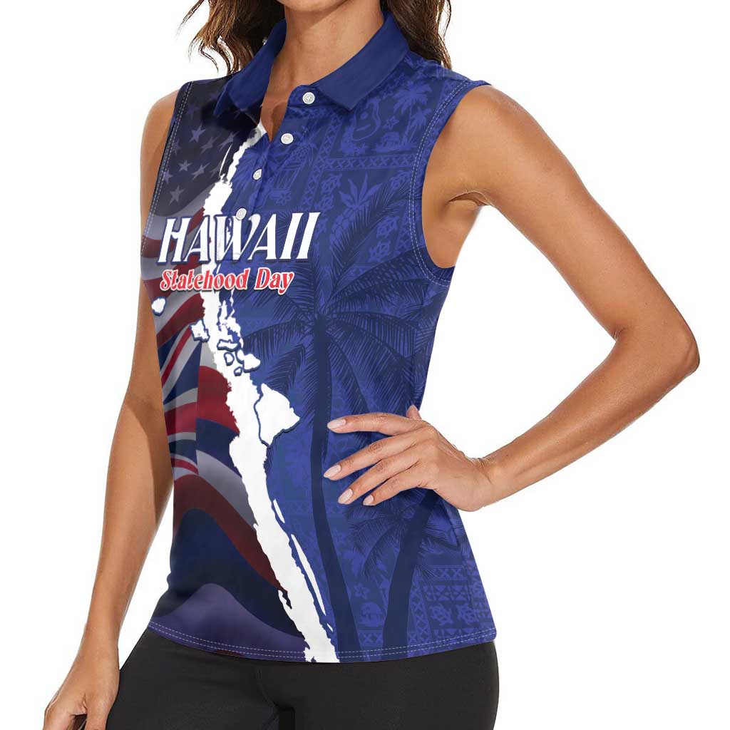Personalized Hawaii Statehood Day Women Sleeveless Polo Shirt 66th Anniversary - Polynesian Pride