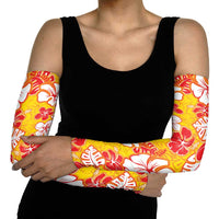 Yellow Hawaii Hibiscus Arm Sleeves Tropical Flowers Seamless Pattern - Polynesian Pride