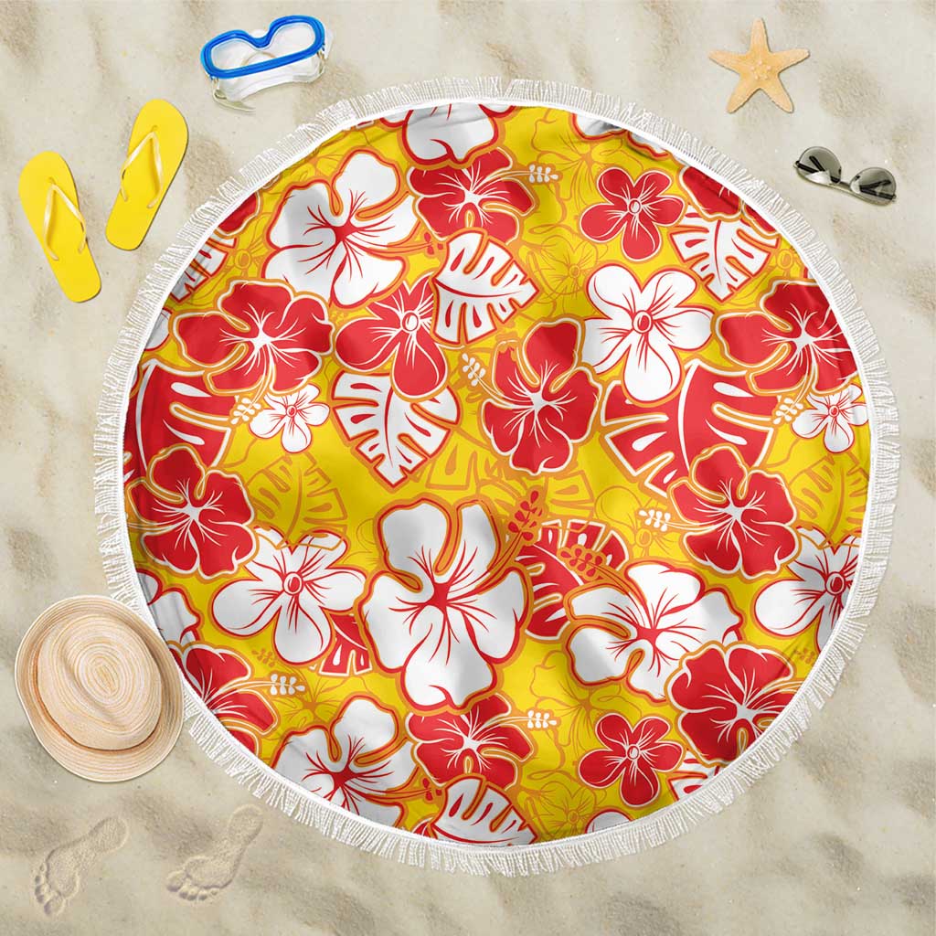 Yellow Hawaii Hibiscus Beach Blanket Tropical Flowers Seamless Pattern - Polynesian Pride