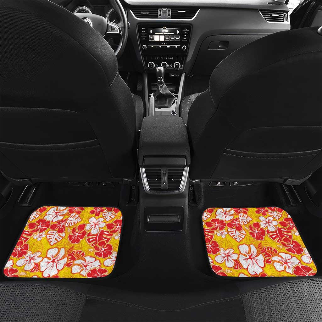 Yellow Hawaii Hibiscus Car Mats Tropical Flowers Seamless Pattern - Polynesian Pride