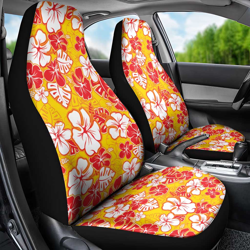 Yellow Hawaii Hibiscus Car Seat Cover Tropical Flowers Seamless Pattern LT14 - Polynesian Pride