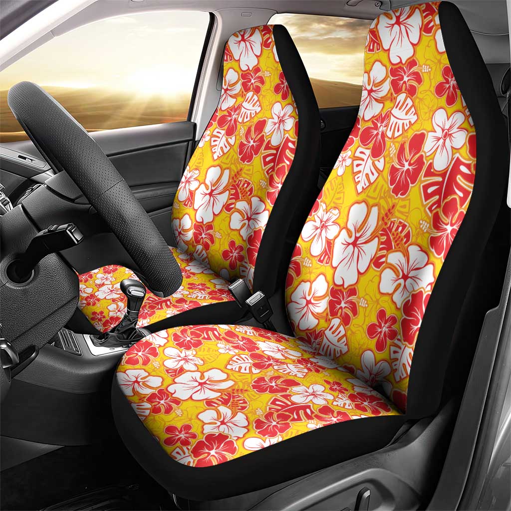 Yellow Hawaii Hibiscus Car Seat Cover Tropical Flowers Seamless Pattern LT14 - Polynesian Pride