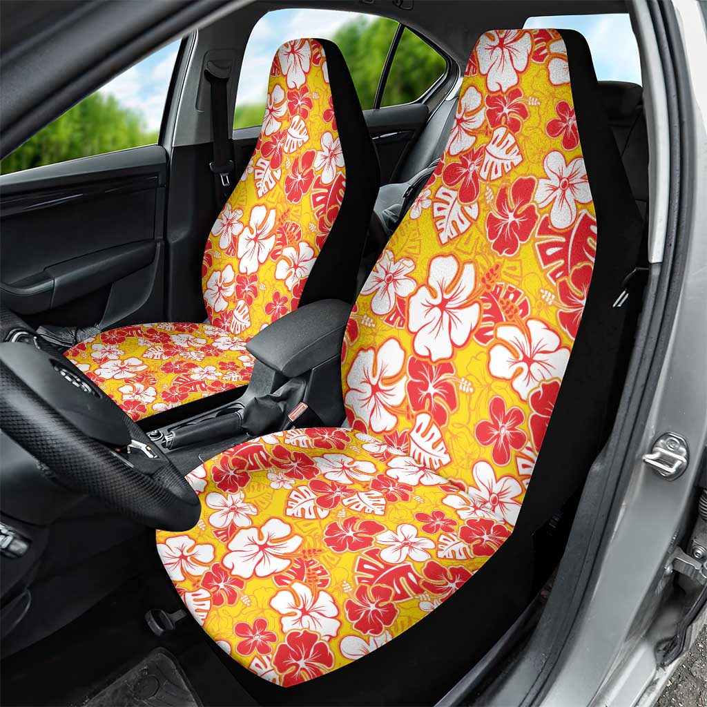 Yellow Hawaii Hibiscus Car Seat Cover Tropical Flowers Seamless Pattern LT14 - Polynesian Pride