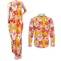 Yellow Hawaii Hibiscus Couples Matching Tank Maxi Dress and Long Sleeve Button Shirt Tropical Flowers Seamless Pattern LT14 Yellow - Polynesian Pride