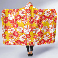 Yellow Hawaii Hibiscus Hooded Blanket Tropical Flowers Seamless Pattern LT14 One Size Yellow - Polynesian Pride