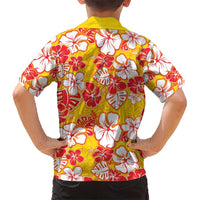 Yellow Hawaii Hibiscus Kid Hawaiian Shirt Tropical Flowers Seamless Pattern - Polynesian Pride