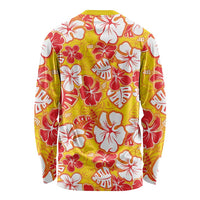 Yellow Hawaii Hibiscus Long Sleeve Shirt Tropical Flowers Seamless Pattern LT14 - Polynesian Pride