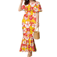 Yellow Hawaii Hibiscus Mermaid Dress Tropical Flowers Seamless Pattern LT14 Women Yellow - Polynesian Pride