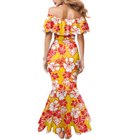 Yellow Hawaii Hibiscus Mermaid Dress Tropical Flowers Seamless Pattern LT14 - Polynesian Pride