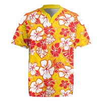 Yellow Hawaii Hibiscus Rugby Jersey Tropical Flowers Seamless Pattern LT14 Yellow - Polynesian Pride