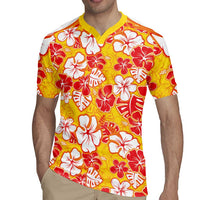 Yellow Hawaii Hibiscus Rugby Jersey Tropical Flowers Seamless Pattern LT14 - Polynesian Pride