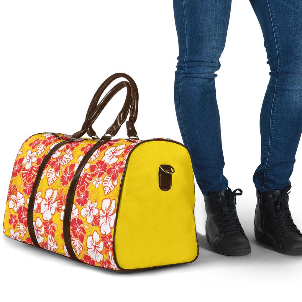 Yellow Hawaii Hibiscus Travel Bag Tropical Flowers Seamless Pattern - Polynesian Pride