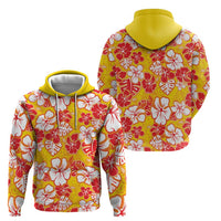 Yellow Hawaii Hibiscus Zip Hoodie Tropical Flowers Seamless Pattern - Polynesian Pride