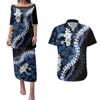 Polu Aloha Hawaii Lei Couples Matching Puletasi and Hawaiian Shirt Tropical Flowers Elegant Vibe - Polynesian Pride