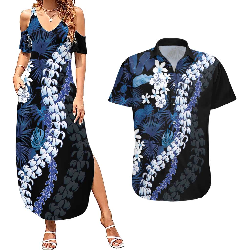 Polu Aloha Hawaii Lei Couples Matching Summer Maxi Dress and Hawaiian Shirt Tropical Flowers Elegant Vibe - Polynesian Pride