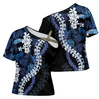Polu Aloha Hawaii Lei Cross Shoulder Shirt Tropical Flowers Elegant Vibe - Polynesian Pride