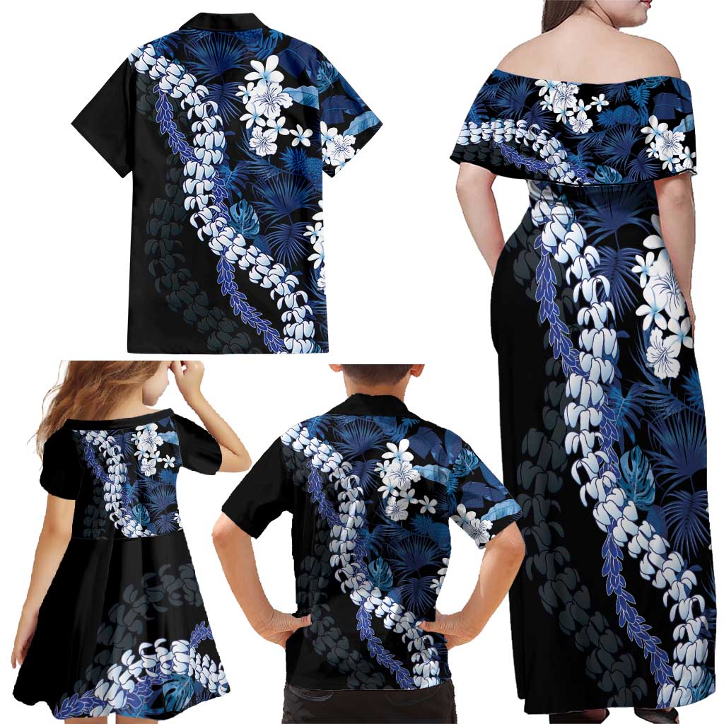 Polu Aloha Hawaii Lei Family Matching Off Shoulder Maxi Dress and Hawaiian Shirt Tropical Flowers Elegant Vibe - Polynesian Pride