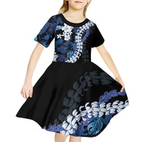 Polu Aloha Hawaii Lei Kid Short Sleeve Dress Tropical Flowers Elegant Vibe - Polynesian Pride