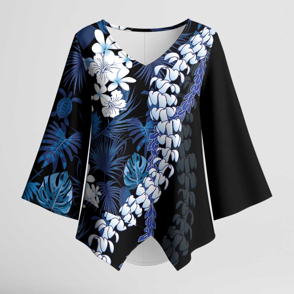 Polu Aloha Hawaii Lei Kimono Sleeve Blouse Tropical Flowers Elegant Vibe - Polynesian Pride