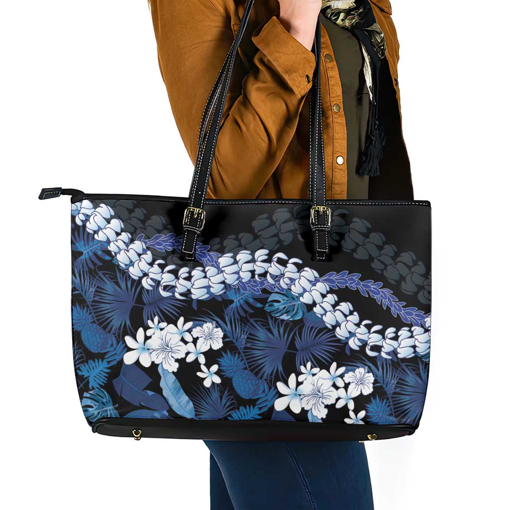 Polu Aloha Hawaii Lei Leather Tote Bag Tropical Flowers Elegant Vibe - Polynesian Pride