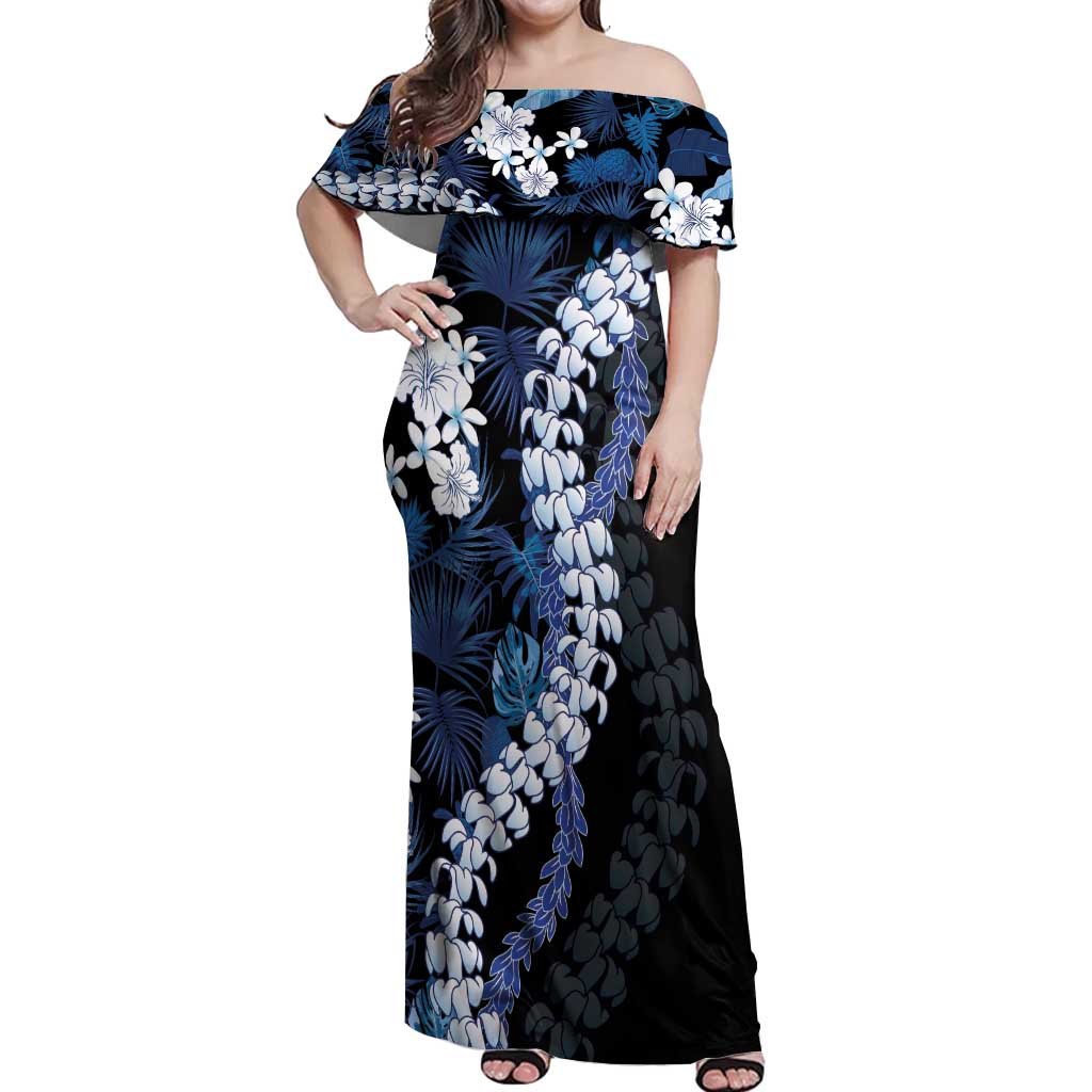 Polu Aloha Hawaii Lei Off Shoulder Maxi Dress Tropical Flowers Elegant Vibe - Polynesian Pride