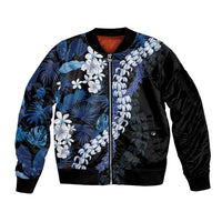 Polu Aloha Hawaii Lei Sleeve Zip Bomber Jacket Tropical Flowers Elegant Vibe - Polynesian Pride