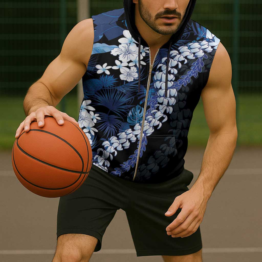 Polu Aloha Hawaii Lei Sleeveless Zip Hoodie Tropical Flowers Elegant Vibe - Polynesian Pride