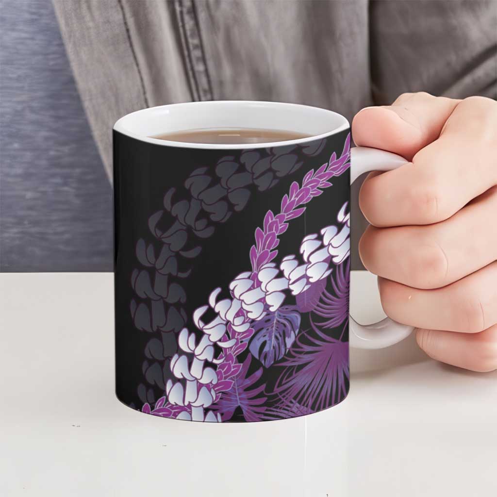 Poni Aloha Hawaii Lei Ceramic Mug Tropical Flowers Elegant Vibe - Polynesian Pride