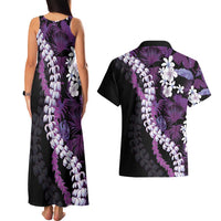 Poni Aloha Hawaii Lei Couples Matching Tank Maxi Dress and Hawaiian Shirt Tropical Flowers Elegant Vibe - Polynesian Pride