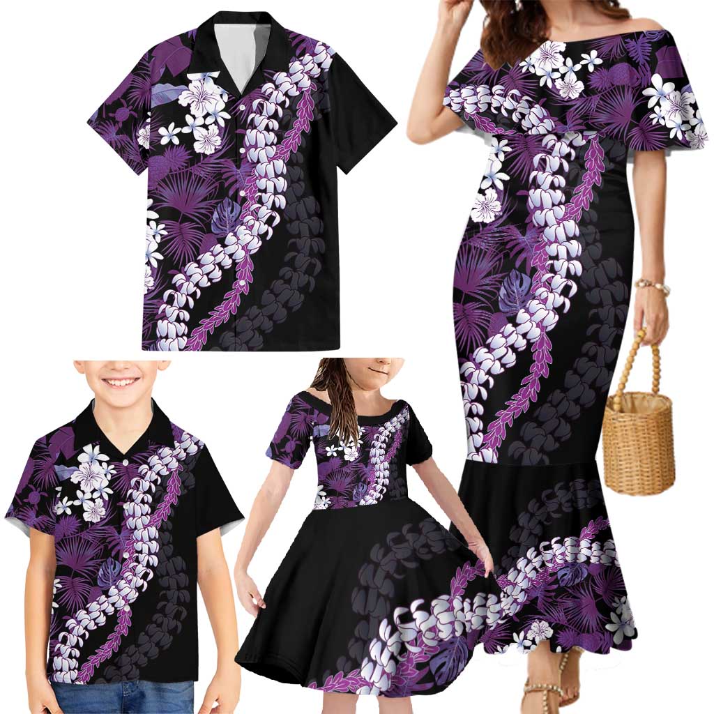 Poni Aloha Hawaii Lei Family Matching Mermaid Dress and Hawaiian Shirt Tropical Flowers Elegant Vibe - Polynesian Pride