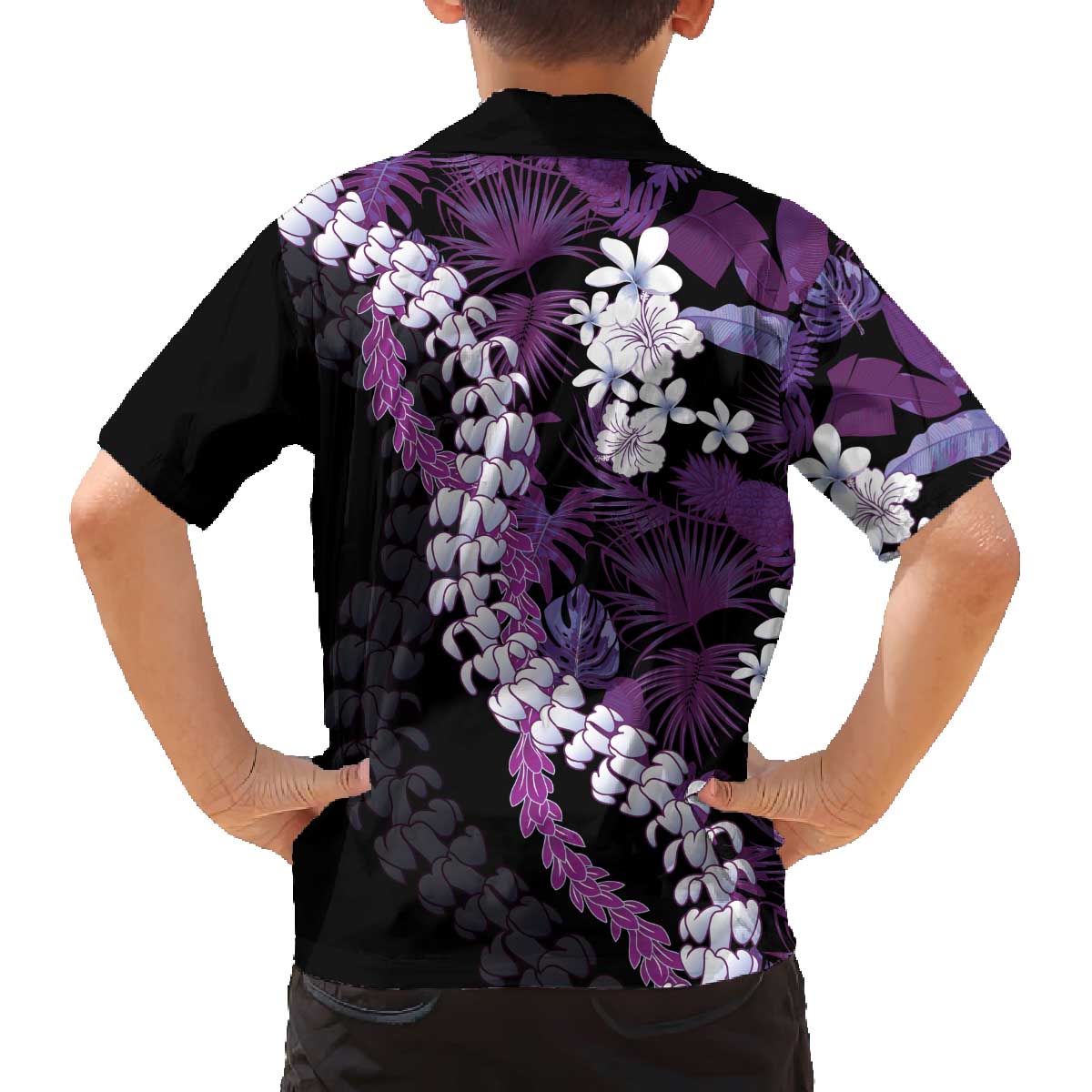 Poni Aloha Hawaii Lei Family Matching Off The Shoulder Long Sleeve Dress and Hawaiian Shirt Tropical Flowers Elegant Vibe - Polynesian Pride