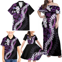 Poni Aloha Hawaii Lei Family Matching Off Shoulder Maxi Dress and Hawaiian Shirt Tropical Flowers Elegant Vibe - Polynesian Pride