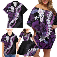 Poni Aloha Hawaii Lei Family Matching Off Shoulder Short Dress and Hawaiian Shirt Tropical Flowers Elegant Vibe - Polynesian Pride